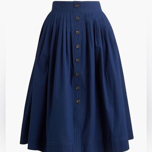 J. Crew Factory Pleated Button Front Midi Skirt